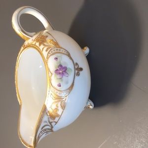 Vintage Nippon Hand Painted Bone China Creamer violets and gold gilding